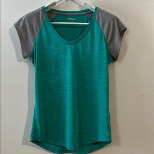 Reebok Women’s Activewear Short Sleeve Crew Neck Teal Green Gray Size L